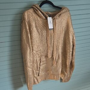 Cozygold Metallic Hoodie - Women’s Gold Knit Sweatshirt